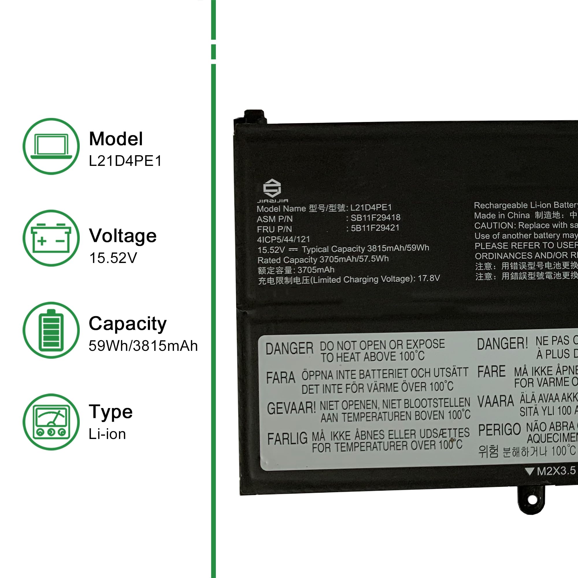 Amazon.com: JIAZIJIA L21D4PE1 SB11F29418 5B11F29421 Laptop Battery